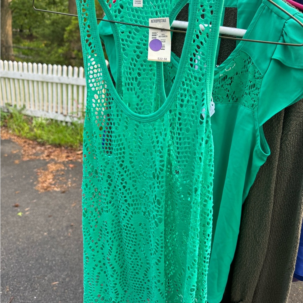 Aeropostale Green Cut Out Tank Top